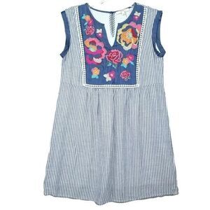 Andree Striped Floral Embroidered A-line Dress | Size Small NWOT